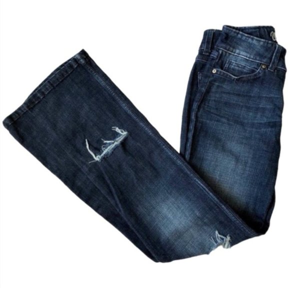 WRANGLER Straight Leg Ripped Jeans, Beautiful Dark Wash Sz 0 - Picture 1 of 9